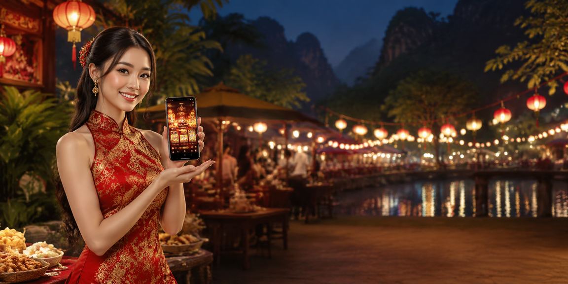 Khung cảnh chợ đêm Ninh Bình với người dùng trải nghiệm casino di động trên điện thoại